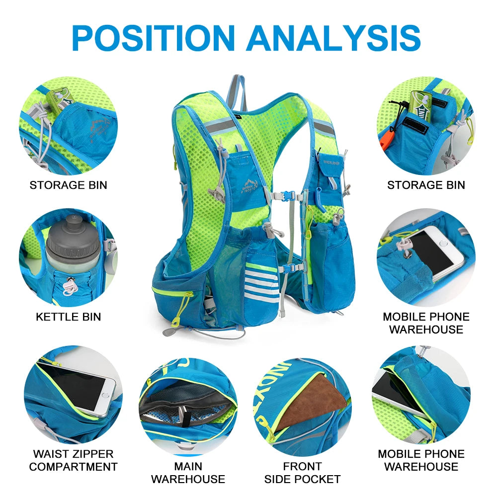 8L Hydration Vest Backpack – Running, Cycling, Hiking with 1.5L Bladder & 2x500ml Bottles